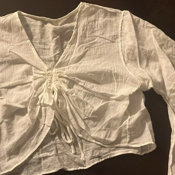 White Drawstring Blouse - Picture 3 of 3